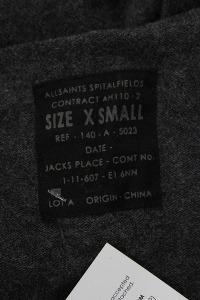 Allsaints Womens Collared Cotton Cardigan Gray Long Sleeve Size XS