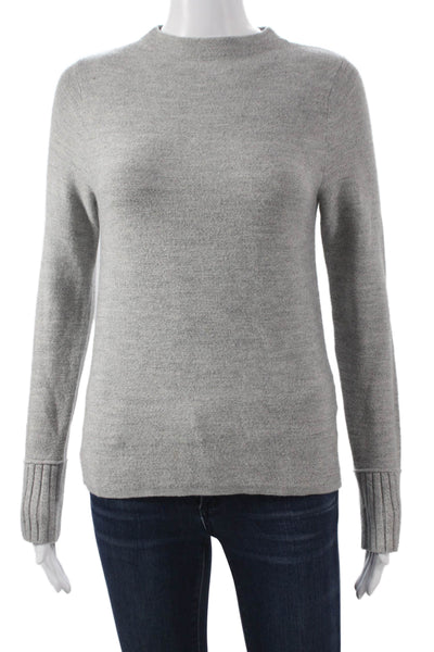 Club Monaco Womens Pullover Sweater Gray Merino Mock Neck Long Sleeve Size S