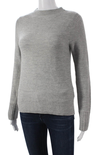Club Monaco Womens Pullover Sweater Gray Merino Mock Neck Long Sleeve Size S