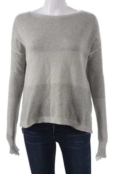 White + Warren Women Cashmere Boat Neck Sweater Gray Long Sleeve Size XS