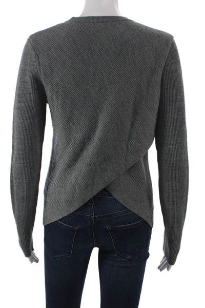 ALC Women Merino Wool Crew Neck Pullover Sweater Gray Long Sleeve Size S