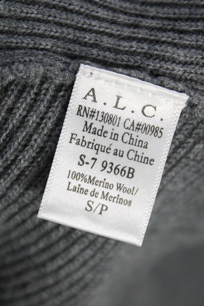 ALC Women Merino Wool Crew Neck Pullover Sweater Gray Long Sleeve Size S