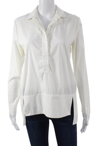 COS Womens Tunic Collared Long Sleeve Cotton Pullover White Size 4