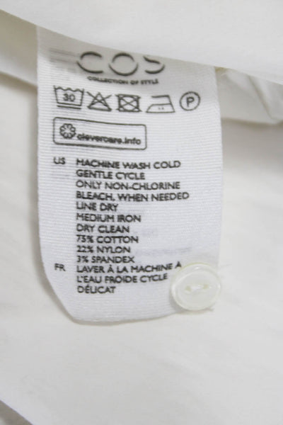 COS Womens Tunic Collared Long Sleeve Cotton Pullover White Size 4