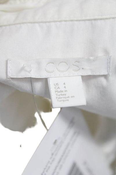 COS Womens Tunic Collared Long Sleeve Cotton Pullover White Size 4