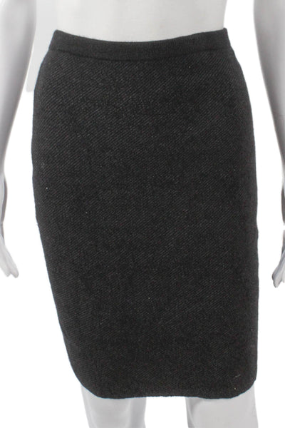 Eileen Fisher Women Straight Pencil Skirt Black Wool Pull On Size XS