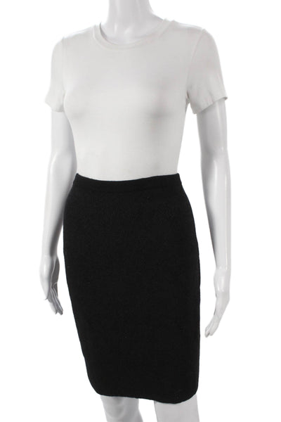 Eileen Fisher Women Straight Pencil Skirt Black Wool Pull On Size XS