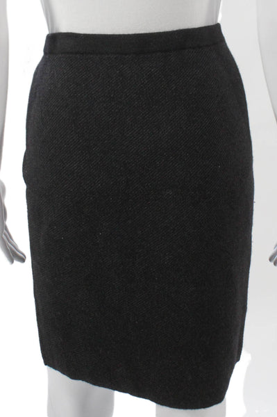 Eileen Fisher Women Straight Pencil Skirt Black Wool Pull On Size XS