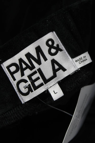 Pam & Gela Womens Sweatpants Black Polyester Pull On Size L