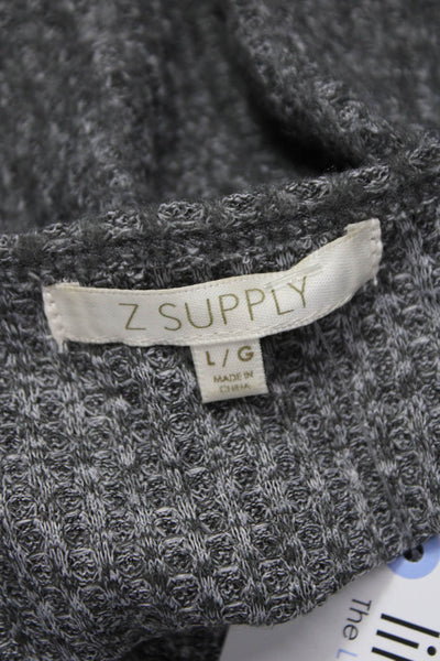 Z Supply Womens Cropped Blouse Gray Rayon Boat Neck Long Sleeve Size L