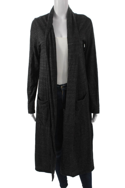 Alternative Womens Cardigan Sweater Gray Polyester Long Sleeve Collared Size L