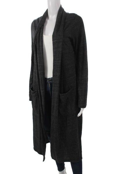 Alternative Womens Cardigan Sweater Gray Polyester Long Sleeve Collared Size L