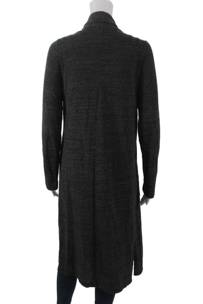 Alternative Womens Cardigan Sweater Gray Polyester Long Sleeve Collared Size L
