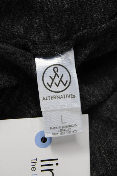 Alternative Womens Cardigan Sweater Gray Polyester Long Sleeve Collared Size L