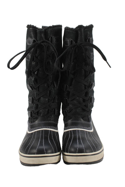 Sorel Womens Lace Up Snow Boots Shoes Black Size 10