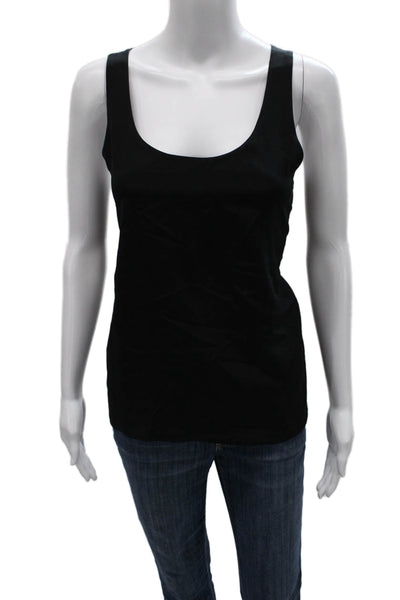 Club Monaco Womens Silk Scoop Neck Sleeveless Basic Tank Black Size XS