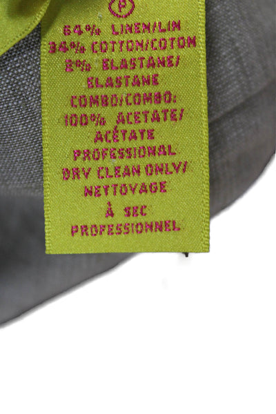 Catherine Malandrino Women Gray V Neck Basic Linen Jacket 3/4 Sleeve Size 8