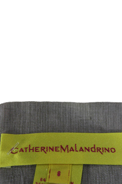 Catherine Malandrino Women Gray V Neck Basic Linen Jacket 3/4 Sleeve Size 8