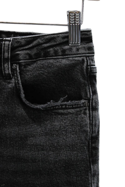 Anine Bing Womens Cropped Black Jeans Cotton Mid Rise Button Size 28