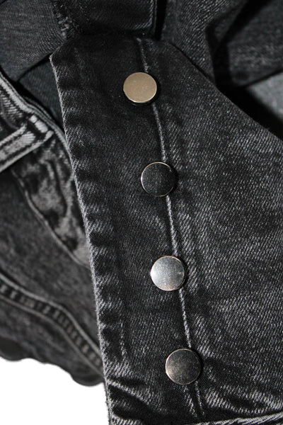 Anine Bing Womens Cropped Black Jeans Cotton Mid Rise Button Size 28