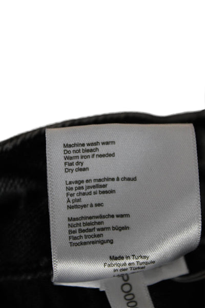 Anine Bing Womens Cropped Black Jeans Cotton Mid Rise Button Size 28