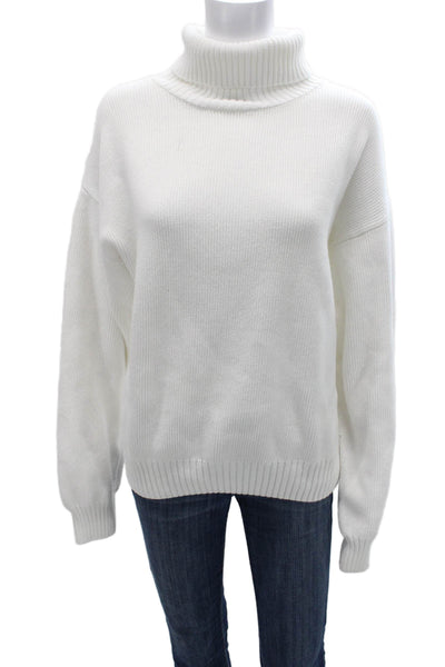 Quince Womens Pullover Sweater White Organic Cotton Turtleneck Sleeve Size XL