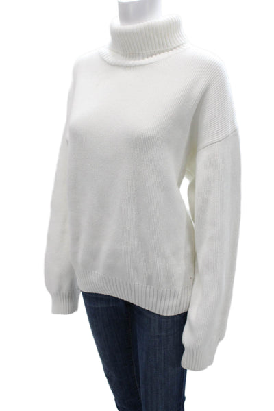 Quince Womens Pullover Sweater White Organic Cotton Turtleneck Sleeve Size XL