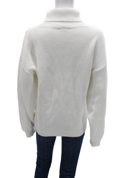 Quince Womens Pullover Sweater White Organic Cotton Turtleneck Sleeve Size XL