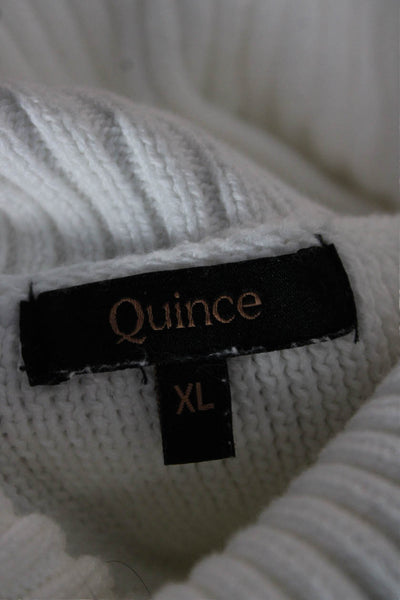 Quince Womens Pullover Sweater White Organic Cotton Turtleneck Sleeve Size XL
