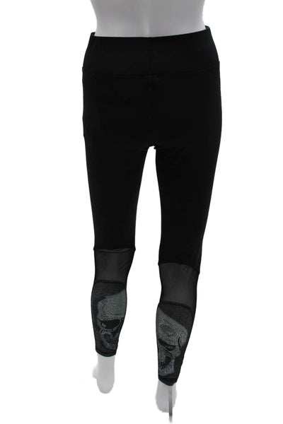 Terez Women Ankle Black Nylon Skull Leggings Size L