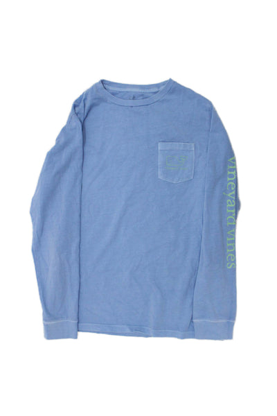 Vineyard Vines Childrens Boys Long Sleeves Tee Shirt Blue Cotton Size 12-14