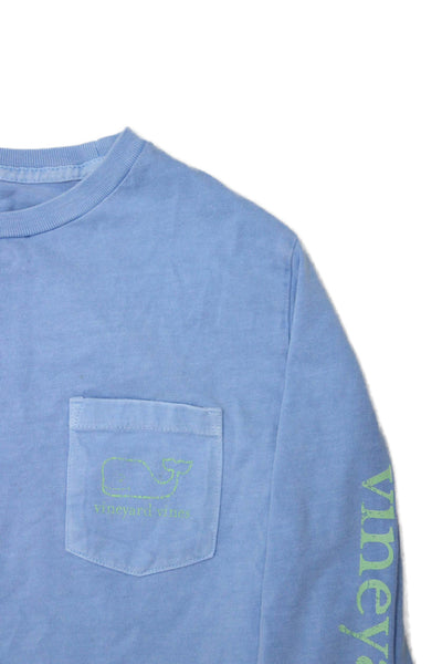 Vineyard Vines Childrens Boys Long Sleeves Tee Shirt Blue Cotton Size 12-14