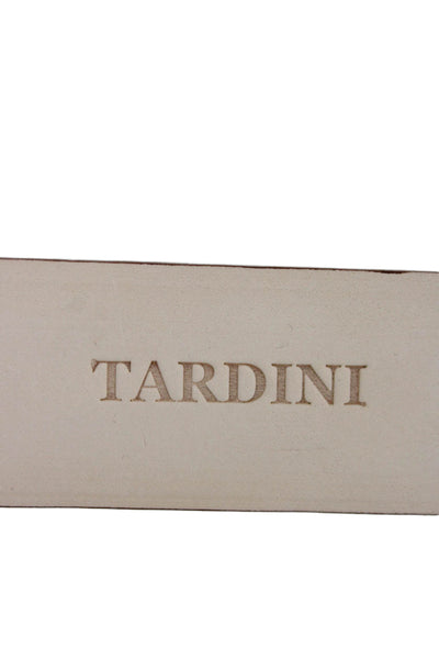 Tardini Womens Genuine Leather 1.5" Width Gold Buckle Belt Brown Size 36