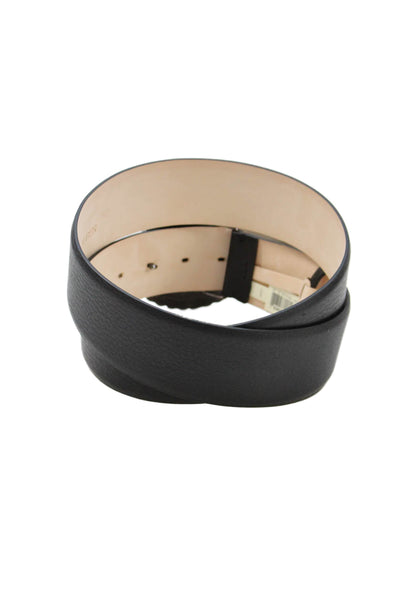 Ralph Lauren Womens Leather 1.5" Width Embellished Buckle Belt Black Size 38