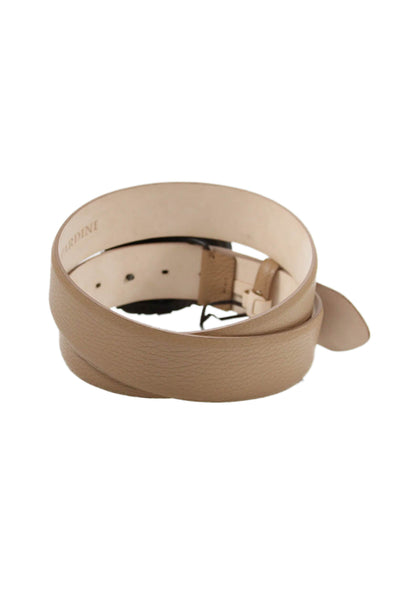 Tardini Womens Genuine Leather Crystal Accent Buckle Belt Taupe Size 36