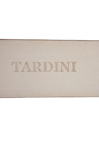 Tardini Womens Genuine Leather Crystal Accent Buckle Belt Taupe Size 36