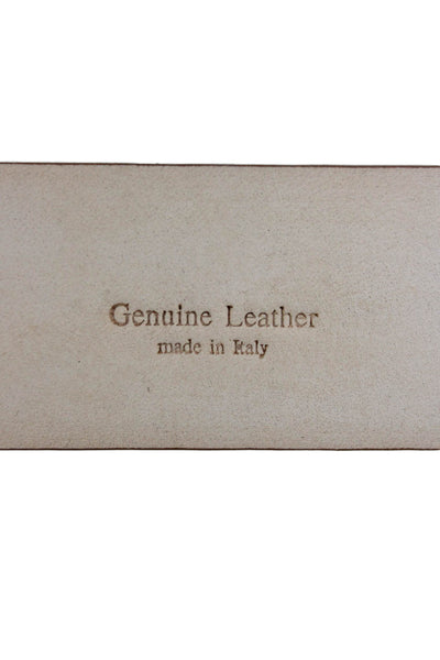Tardini Womens Genuine Leather 1.5" Width Embellished Buckle Belt Taupe Sz 36