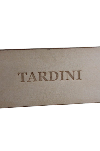 Tardini Womens Genuine Leather 1.5" Width Embellished Buckle Belt Taupe Sz 36
