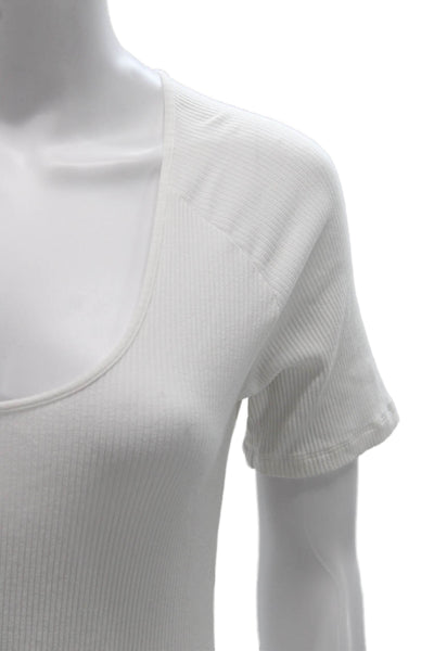 Kule Women White Scoop Neck Basic T-Shirt Short Sleeve Size M