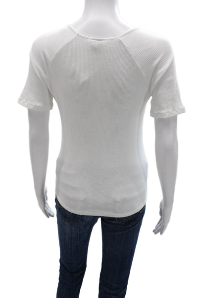 Kule Women White Scoop Neck Basic T-Shirt Short Sleeve Size M