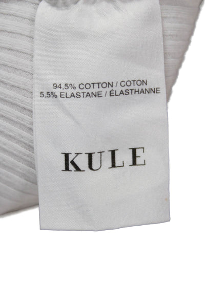 Kule Women White Scoop Neck Basic T-Shirt Short Sleeve Size M