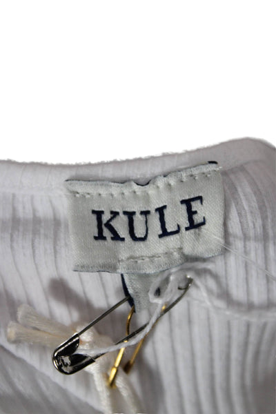 Kule Women White Scoop Neck Basic T-Shirt Short Sleeve Size M
