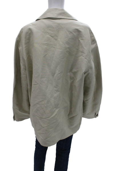 Soeur Women Beige Organic Cotton Basic Jacket Button Size M