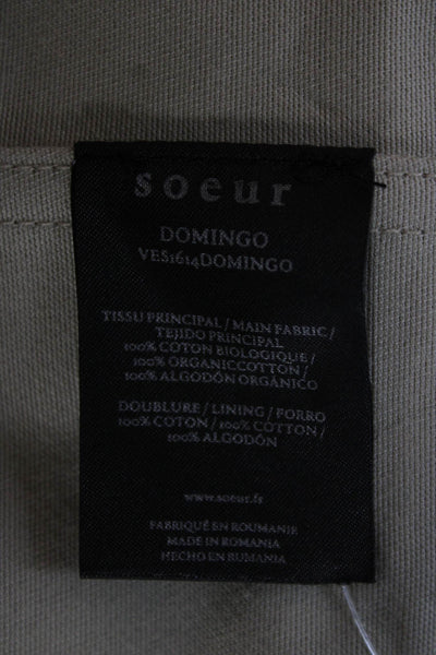 Soeur Women Beige Organic Cotton Basic Jacket Button Size M