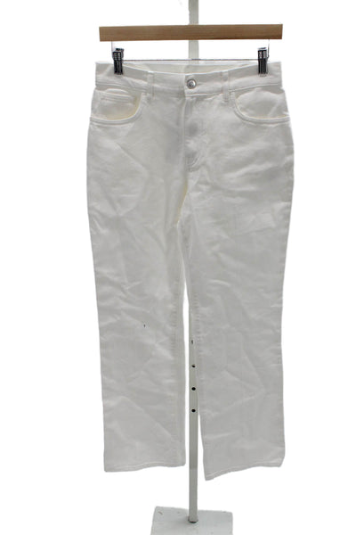 G. Womens Straight Jeans White Mid Rise 100% Cotton Size 27