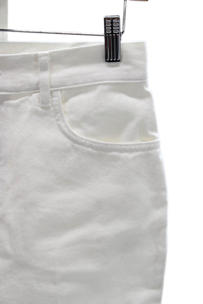 G. Womens Straight Jeans White Mid Rise 100% Cotton Size 27