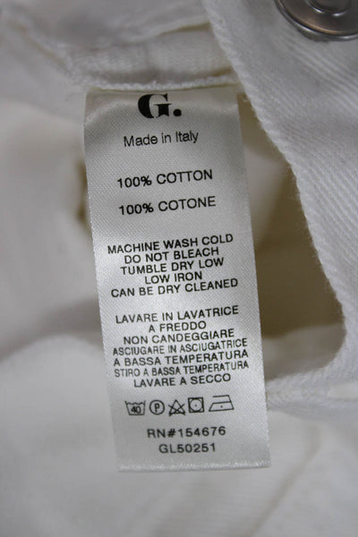 G. Womens Straight Jeans White Mid Rise 100% Cotton Size 27