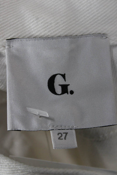 G. Womens Straight Jeans White Mid Rise 100% Cotton Size 27