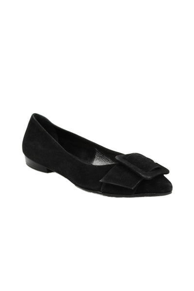 Sergio Rossi Womens Suede Pointed Toe Buckle Ballet Flats Black Size 36.5 6.5