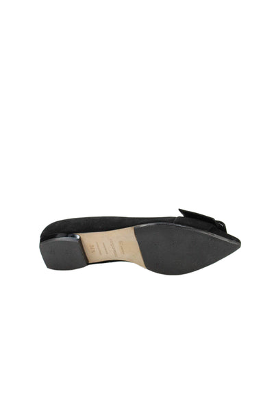Sergio Rossi Womens Suede Pointed Toe Buckle Ballet Flats Black Size 36.5 6.5